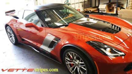 Crystal red C7 Corvette Z06 with aluminum Z07R side stripe