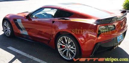 Crystal red C7 Corvette Z06 with aluminum Z07R side stripe