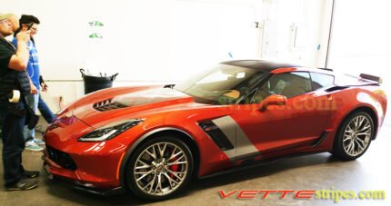 Crystal red C7 Corvette Z06 with aluminum Z07R side stripe