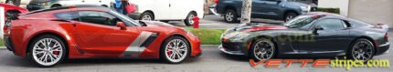 Crystal red C7 Corvette Z06 with aluminum Z07R side stripe