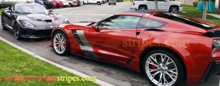 Crystal red C7 Corvette Z06 with aluminum Z07R side stripe