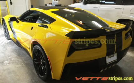 Yellow C7 Corvette Z06 with sterling silver Z07R side stripe