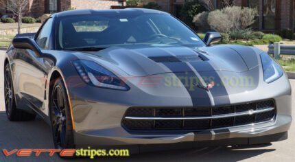 Shark gray C7 corvette stingray with carbon flash GM full racing stripe