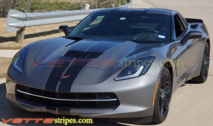 Shark gray C7 corvette stingray with carbon flash GM full racing stripe