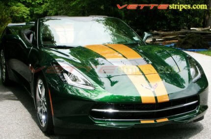 Lime green C7 corvette stingray with gloss kalahari GM full racing stripe 1