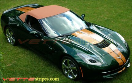 Lime green C7 corvette stingray with gloss kalahari GM full racing stripe 1