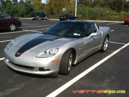 Machine silver C6 Corvette with black 427 edition stripe