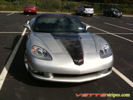 Machine silver C6 Corvette with black 427 edition stripe