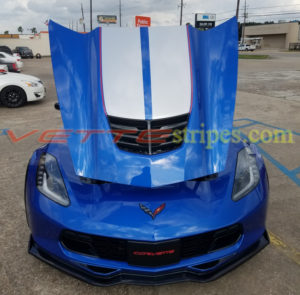 Elkhart Lake Blue C7 Z06 with 3M 1080 Gloss blade silver and red JE stripes