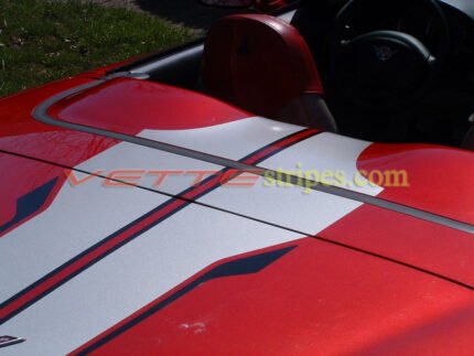 Magnetic red C5 corvette convertible with pewter black SE3 stripes