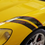 Yellow C6 with black and red fender hash marks stripe decal