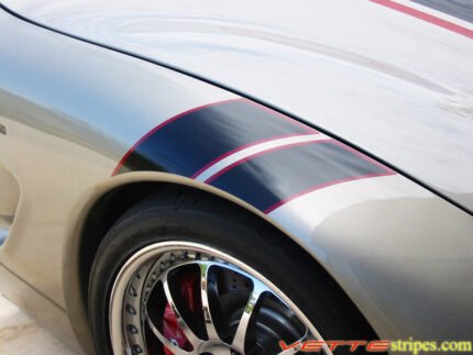 C5 Corvette GS RF fender hash mark stripe in black and red