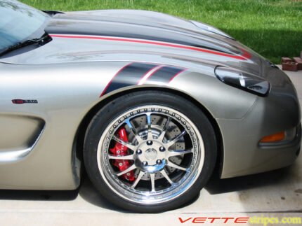 C5 Corvette GS RF fender hash mark stripe in black and red