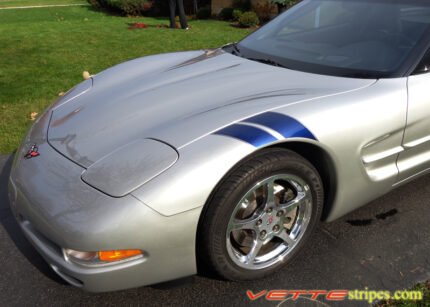 C5 Corvette Grand Sport RF fender hash mark in grand blue and gunmetal