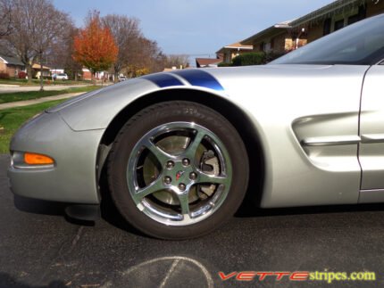 C5 Corvette Grand Sport RF fender hash mark in grand blue and gunmetal