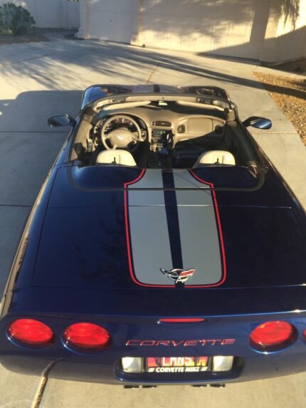 Lemans blue C5 Corvette with silver and red CE commemorative stripes