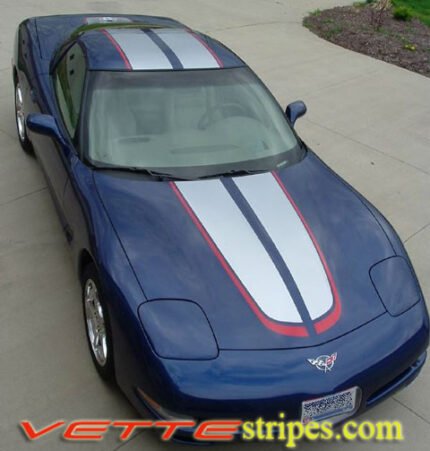 Lemans blue C5 Corvette with silver and red CE commemorative stripes