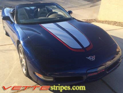 Lemans blue C5 Corvette with silver and red CE commemorative stripes