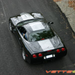 Black C5 Corvette with gunmetal classic 1 stripes