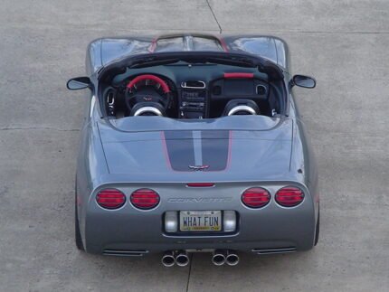 Cyber gray C5 Corvette with black and red CE commemorative stripe