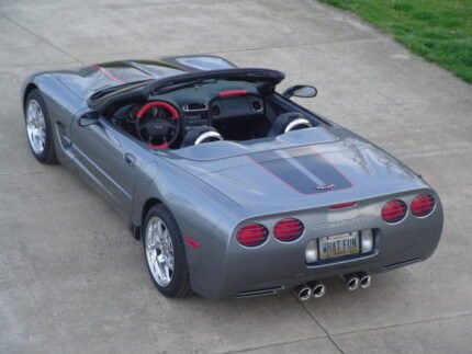 Cyber gray C5 Corvette with black and red CE commemorative stripe