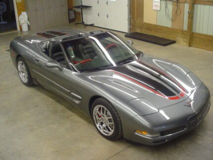 Cyber gray C5 Corvette with black and red CE commemorative stripe