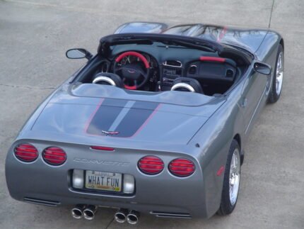 Cyber gray C5 Corvette with black and red CE commemorative stripe