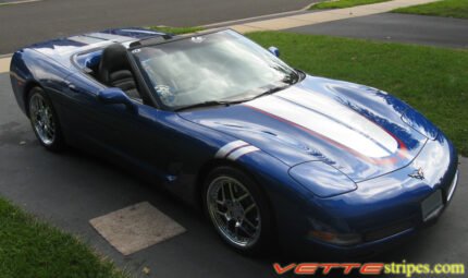 Electron blue C5 Corvette with silver and red CE commemorative stripes