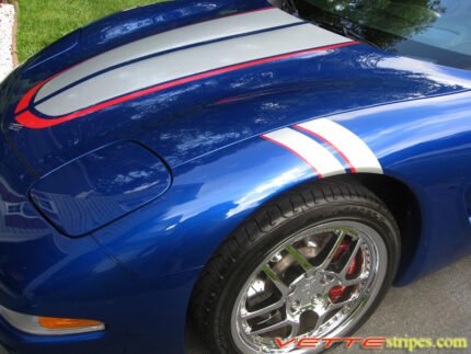 Electron blue C5 Corvette with silver and red CE commemorative stripes