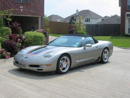 Pewter C5 Corvette with metallic black and red CE commemorative stripes