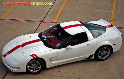 White C5 Corvette red Grand Sport stripe