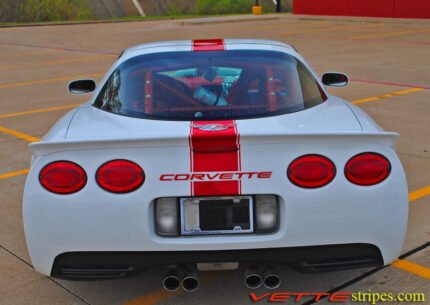 White C5 Corvette red Grand Sport stripe