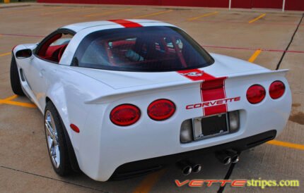 White C5 Corvette red Grand Sport stripe