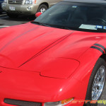 C5 Corvette red with black hood spear stripe