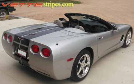 Silver C5 Corvette convertible with black rally racing stripe style 3