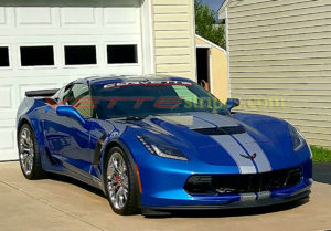 Laguna blue C7 Corvette Z06 with blade silver GM full length dual racing stripe 2