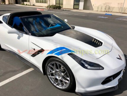 C7 Stingray with tension blue grand sport OEM fender hash marks stripes