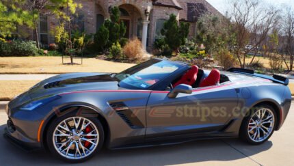 Shark gray C7 Corvette Z06 convertible with red side stripe 4