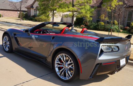 Shark gray C7 Corvette Z06 convertible with red side stripe 4