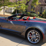 Shark gray C7 Corvette Z06 convertible with red side stripe 4