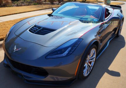 Shark gray C7 Corvette Z06 convertible with red side stripe 4