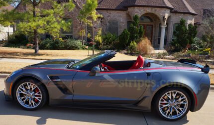 Shark gray C7 Corvette Z06 convertible with red side stripe 4