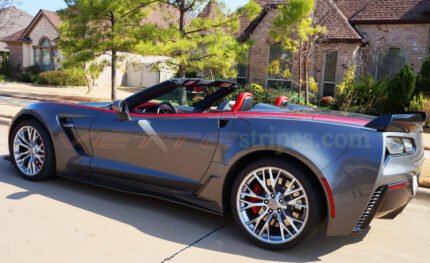 Shark gray C7 Corvette Z06 convertible with red side stripe 4