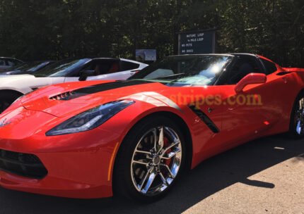 Red C7 Corvette Stingray with blade silver grand sport OEM alike fender hash marks