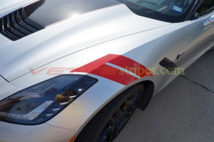 Silver C7 with OEM alike red grand sport fender hash marks