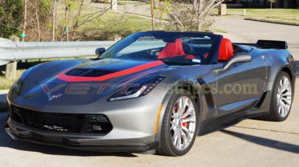 Shark gray C7 Corvette Z06 convertible with GT1 center stripes