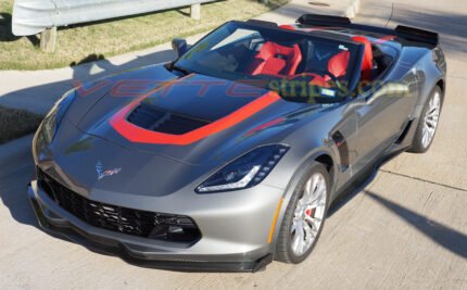 Shark gray C7 Corvette Z06 convertible with GT1 center stripes