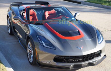 Shark gray C7 Corvette Z06 convertible with GT1 center stripes