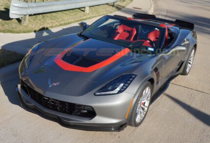 Shark gray C7 Corvette Z06 convertible with GT1 center stripes