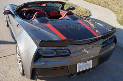 Shark gray C7 Corvette Z06 convertible with GT1 center stripes